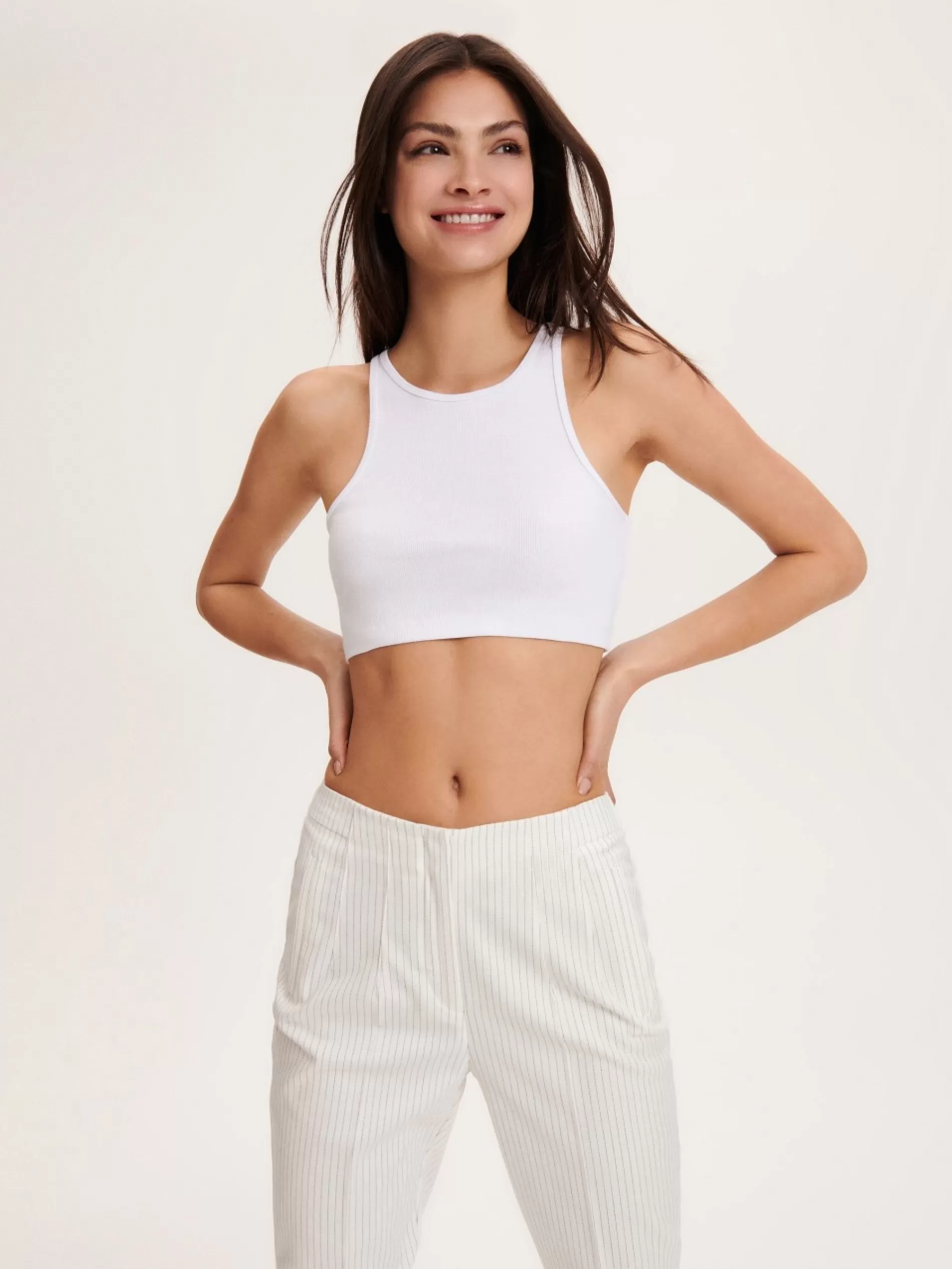 RESERVED Crop Top Z Prazkowanej Dzianiny Discount