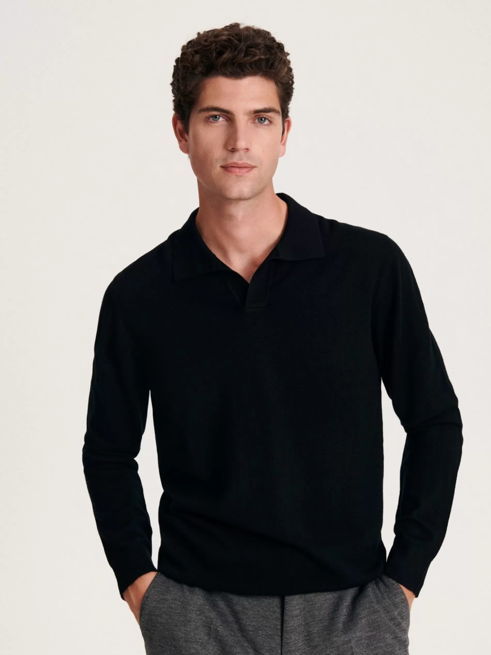 RESERVED Longsleeve Polo Z Welny Merino Shop