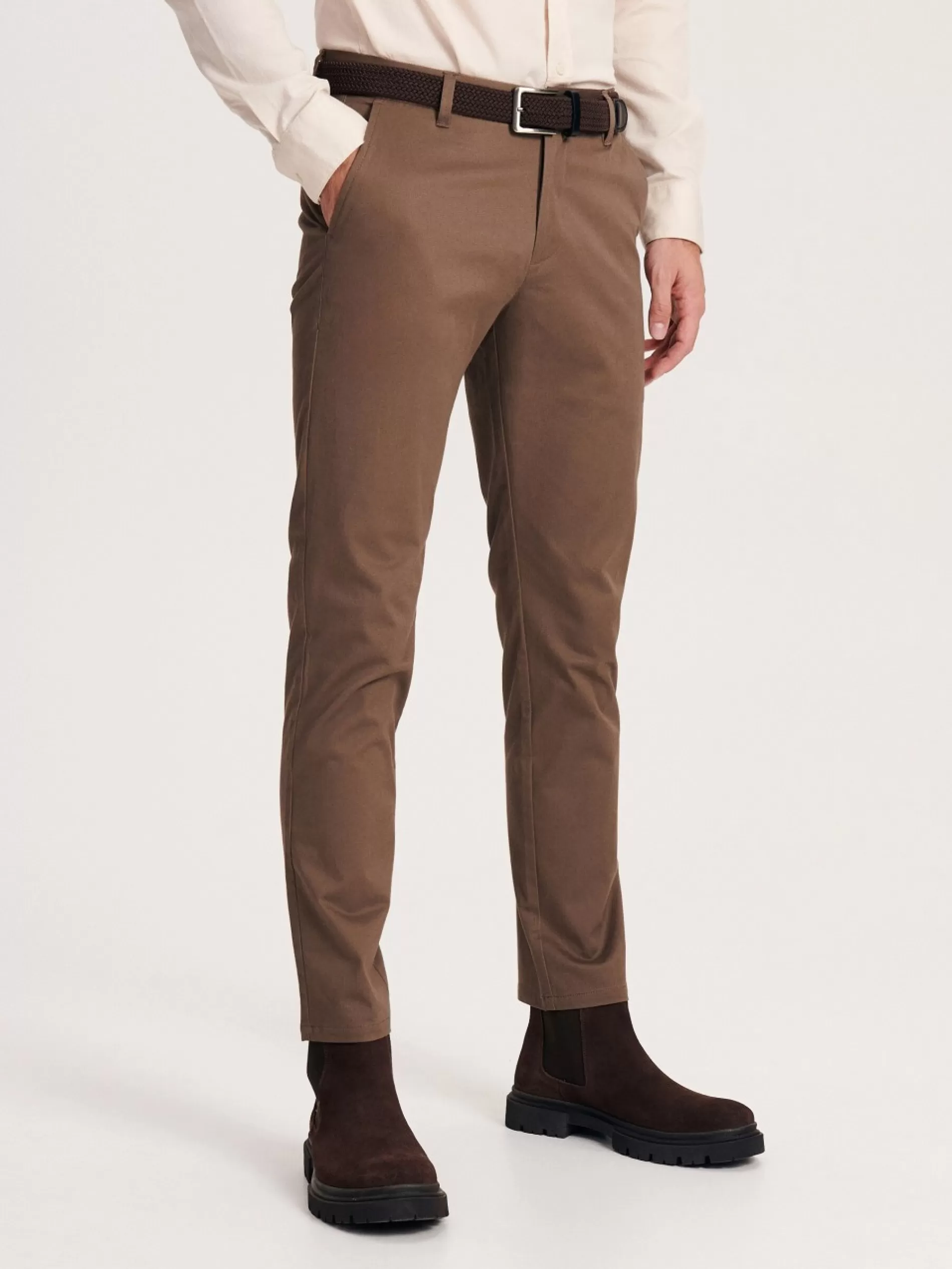 RESERVED Spodnie Chino Slim Z Paskiem Sale